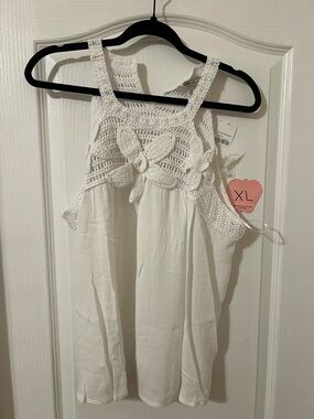 Cato White Crochet Tank Top